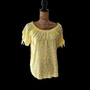 Zach & Rachel Semi Sheer Cold Shoulder Blouse Womens SZ Medium NWT Flocked Boho